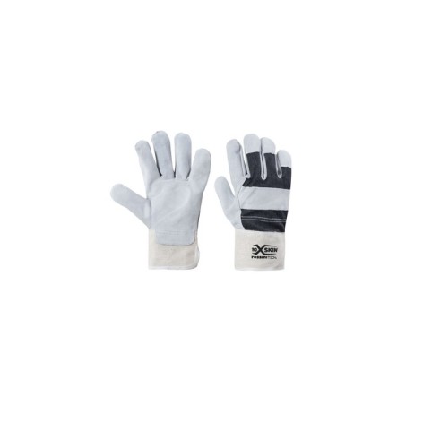 Guanto pelle crosta bovino dorso jeans, palmo foderato, manichetta tela X-Glove xglove