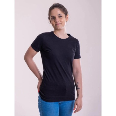 T-shirt donna slub con risvolto