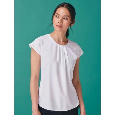 Ladies' Pleat Front S/S Blouse