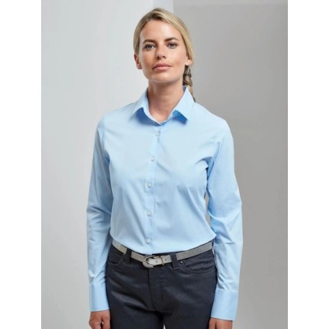 Ladies'â Stretch FitCotton Poplin Long Sleev Shirtt