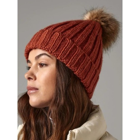 Fur Pom Pom Chunky Beanie
