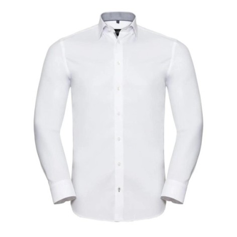 MenÂ´s Long Sleeve Tailored Contrast Herringbone Shirt