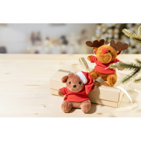 portachiavi natalizio con orsetto in peluche