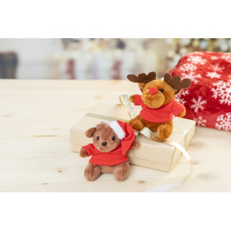 portachiavi natalizio con renna in peluche