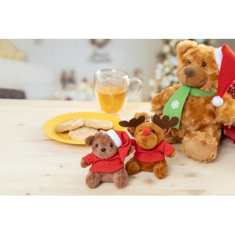 portachiavi natalizio con renna in peluche