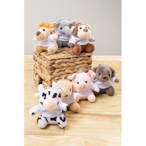 Portachiavi con maialino in peluche