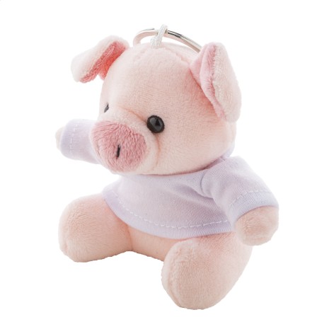 Portachiavi con maialino in peluche