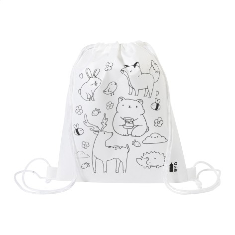 Borsa con cordoncino da colorare RPET, animali