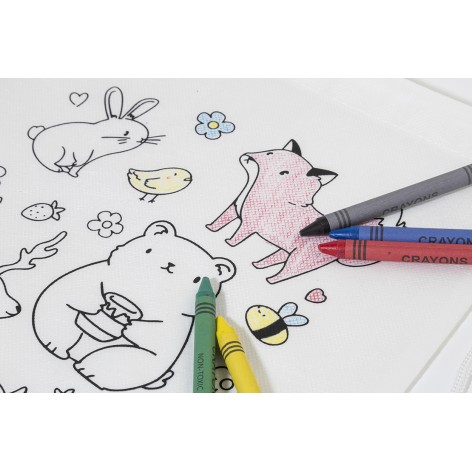 Borsa con cordoncino da colorare RPET, animali