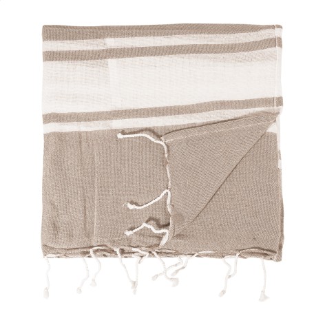 telo mare in cotone riciclato e sacchetto con chiusura a coulisse