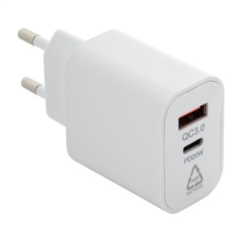 Caricabatterie USB da parete in ABS riciclato (RABS)