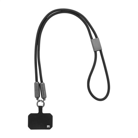 Lanyard in RPET con cavo di ricarica da 60W