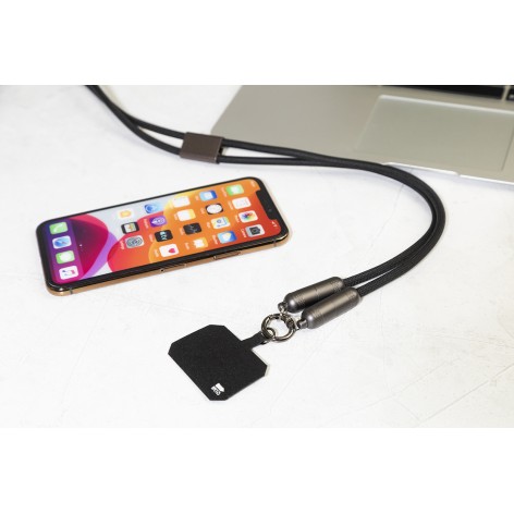 Lanyard in RPET con cavo di ricarica da 60W
