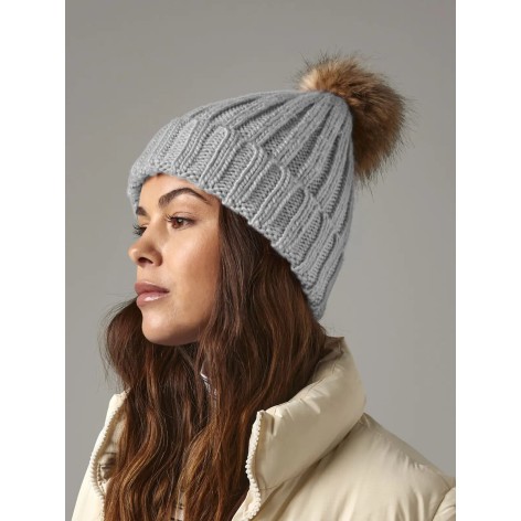 Fur Pom Pom Chunky Beanie